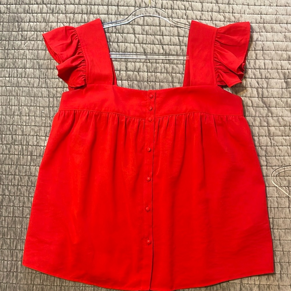 Entro Red Ruffle Sleeve Blouse - Picture 3 of 10
